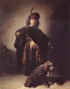 Rembrandt van rijn Self-Portrait with Dog Spain oil painting artist
